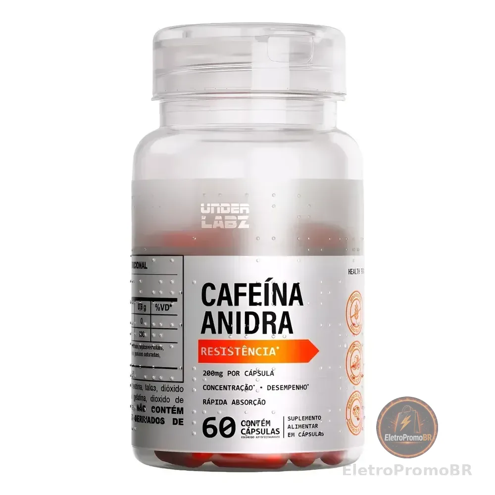 Cafeína Anidra 100% Pura Resistência Under Labz 60 Cáps Cafeína Anidra | 60 Cápsulas Sem Sabor