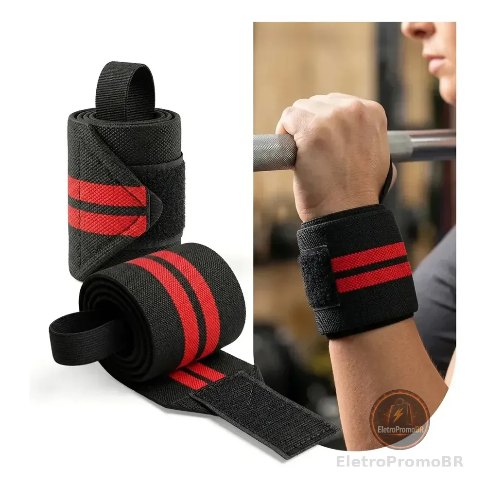 2 Protetor De Punho Munhequeira Crossfit Academia Musculação Cor Vermelho