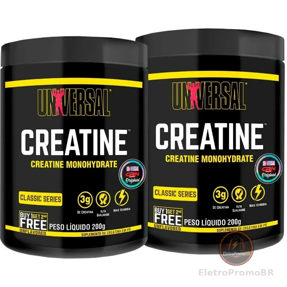 Creatina Monohidratada Universal Nutrition Em Pó 400g Kit Com 2 Potes Sem Sabor