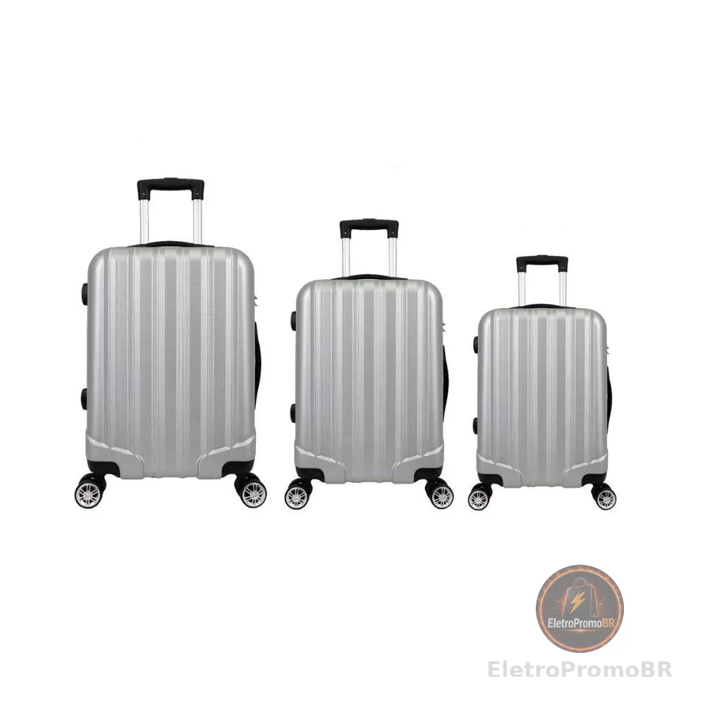 Kit Mala de Viagem abs 3 peças Adventure Fortt Prata - KMV01-PR
