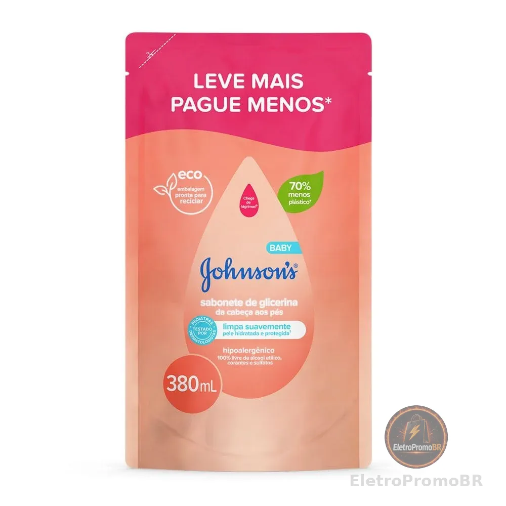 Sabonete Líquido Refil Glicerina Da Cabeça Aos Pés Johnson's Baby, 380ml