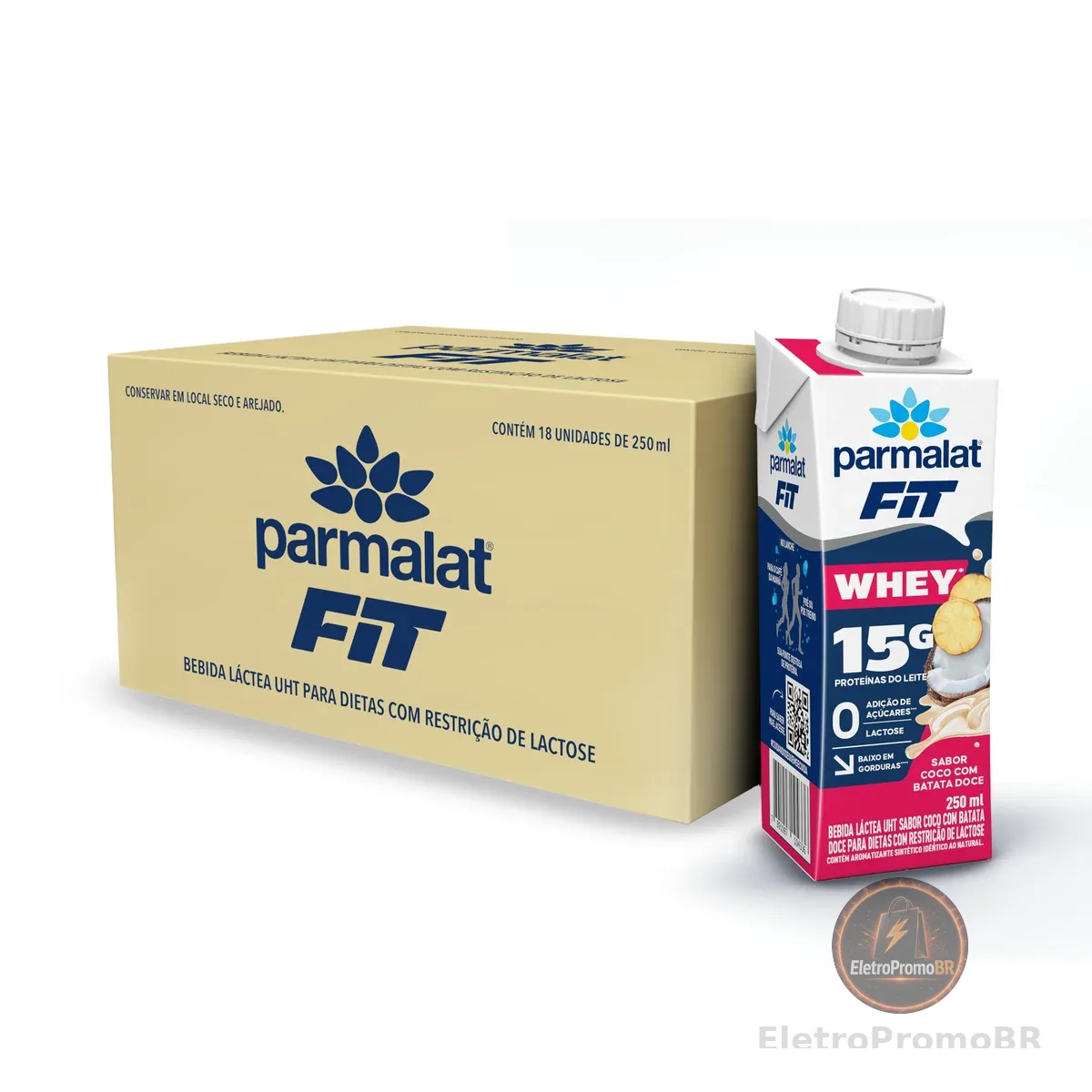Parmalat Fit Bebida Proteica Coco com Batata Doce 15g de Proteína 250mL – 18 Unidades