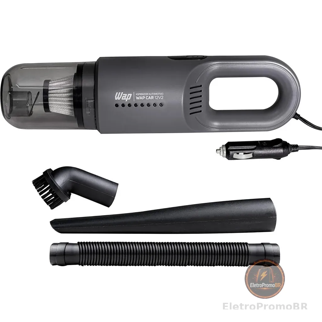 Aspirador Portátil Wap Car Potente 180W Com Reservatório 420ml Bicos Extras Cabo 3,7metros 12v - WAP