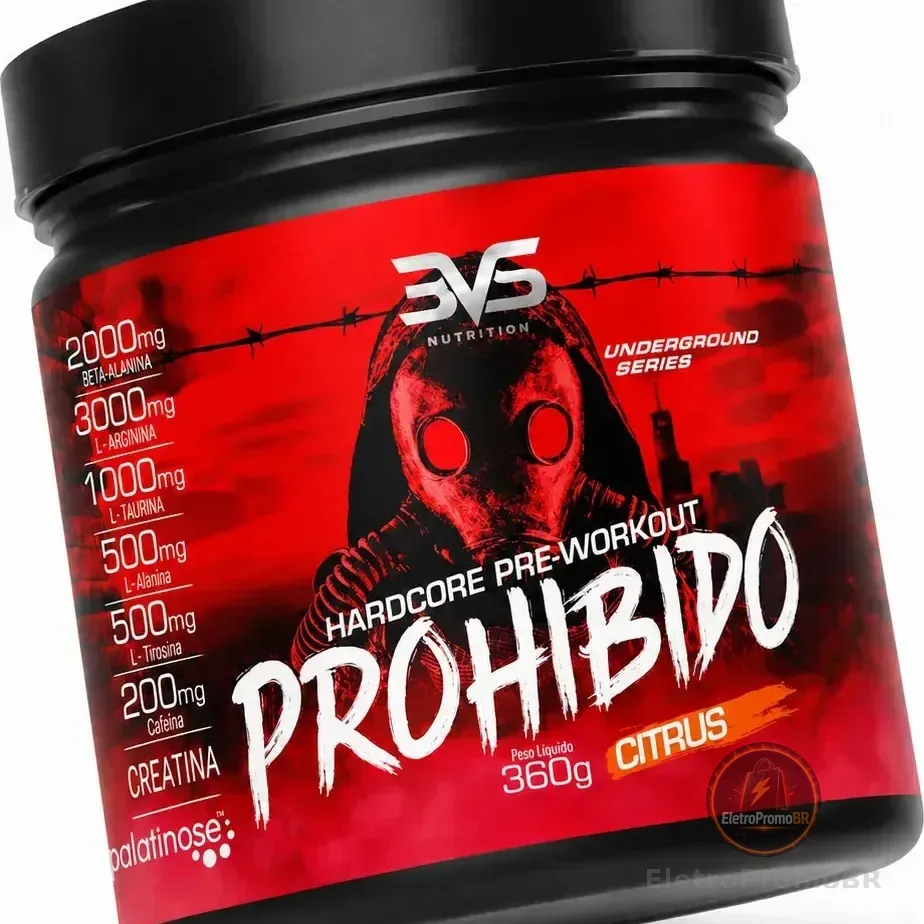 Pré Treino Prohibido 360g Sabor Citrus - Fórmula Exclusiva Contendo Creatina, Beta Alanina, Taurina, L-tirosina, L-alanina, Cafeína, Arginina E Palatinose