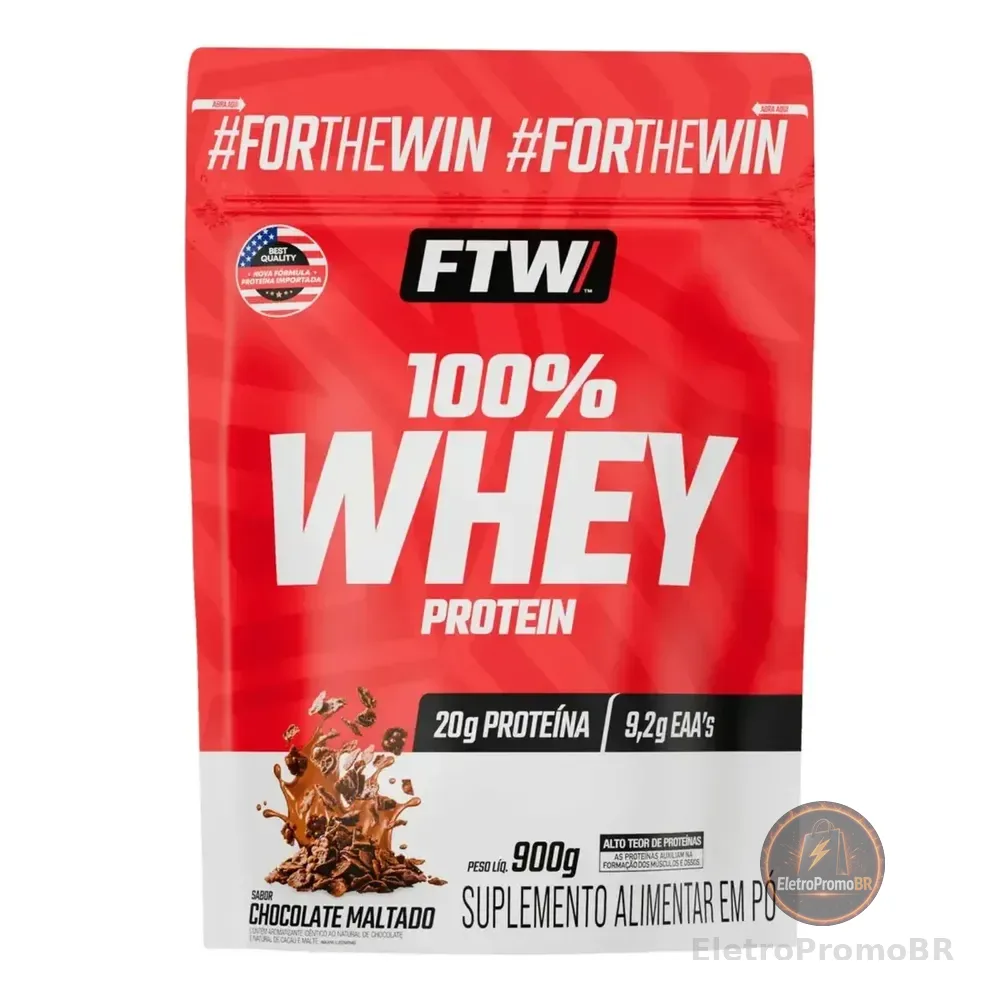 Whey Protein 100% Concentrado Refil 900g Sabor Chocolate Maltado - Ftw Chocolate Malteado