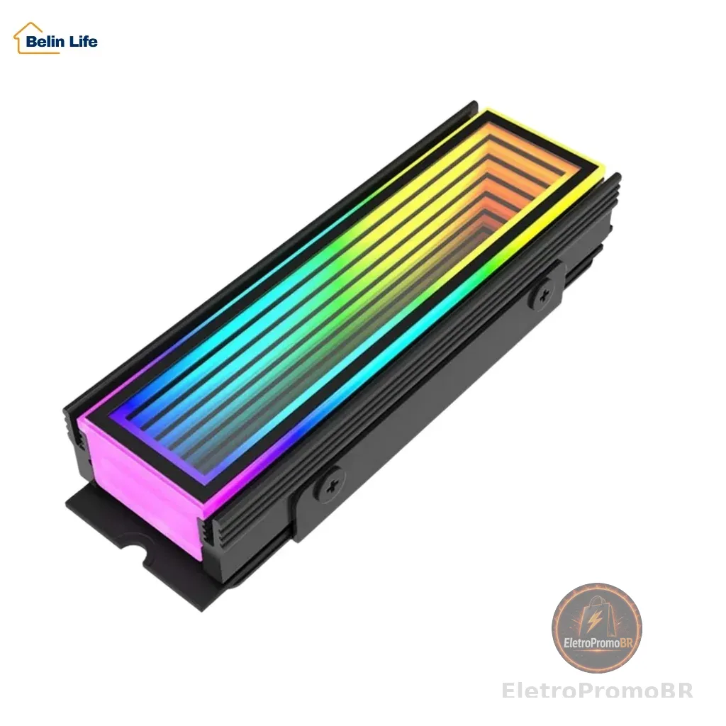 Dissipador SSD M.2 2280 NVMe Delta-CN510 ARGB 5V 3 Pinos Aura Sync