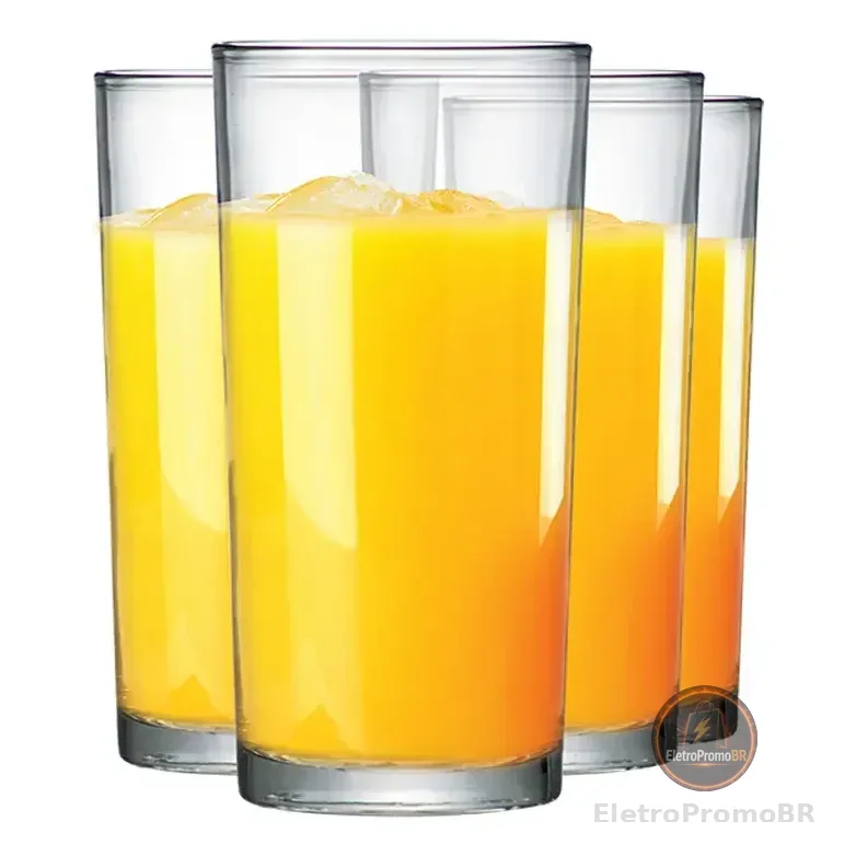 Jogo Copos Long Drink Água Suco Multiuso 255ml Kit 4 Peças Incolor