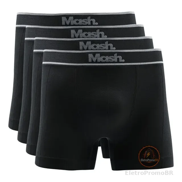 Kit 4 Cuecas Masculina Boxer Poliamida Toque Gelado Box Mash
