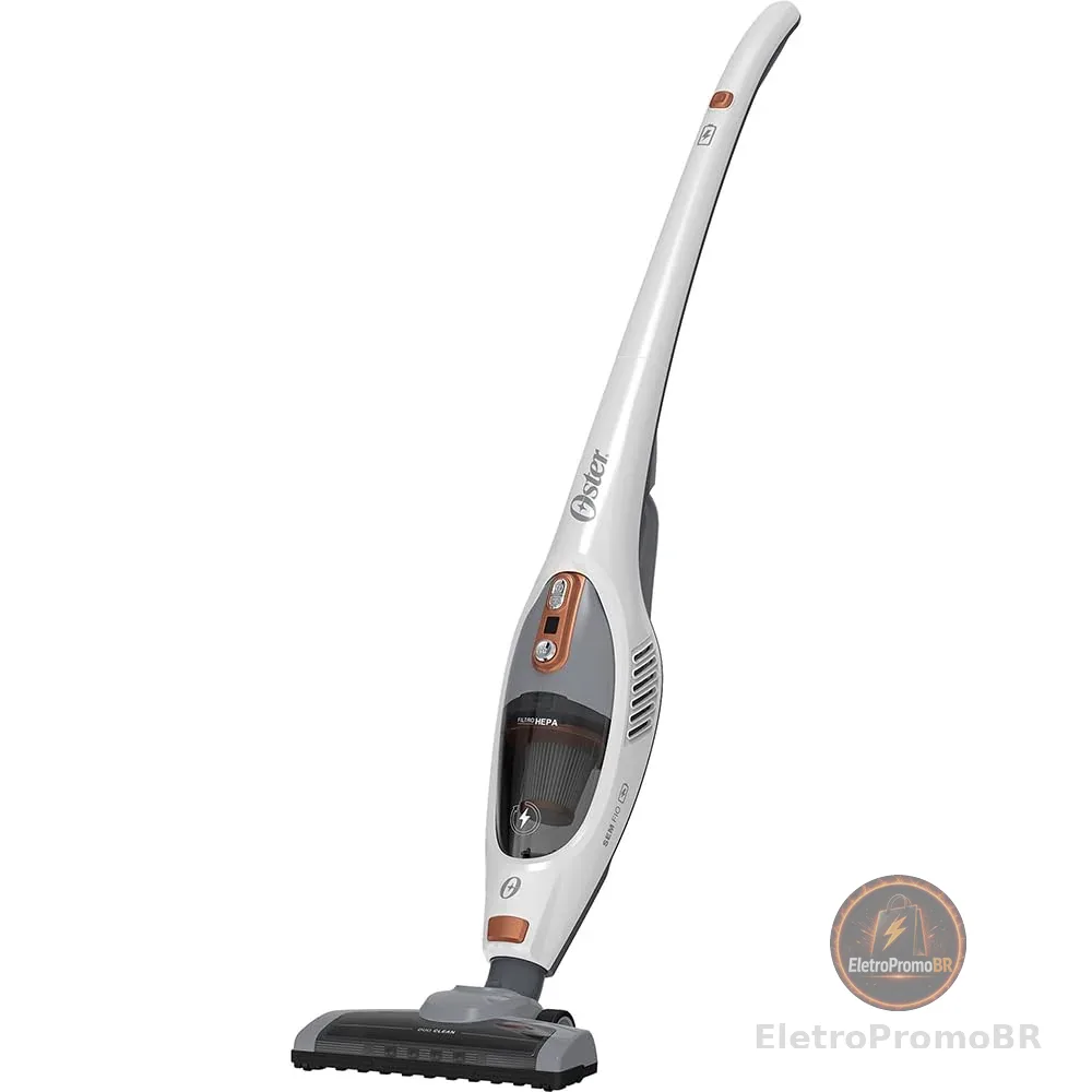 Aspirador de Pó Vertical Oster Sem Fio White Duo Clean 2 em 1, Bateria, Branco, OASP645