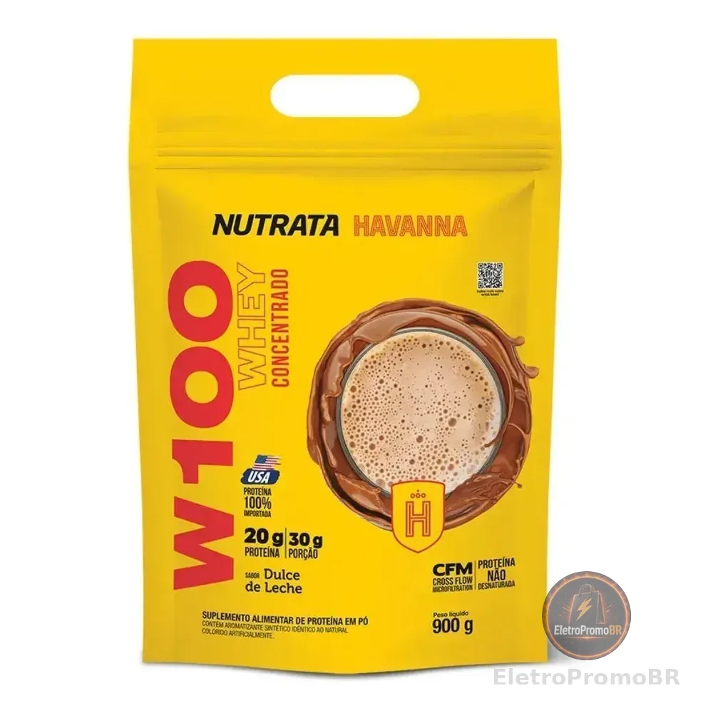 Whey Protein W100 Concentrado Havanna Refil 900g Nutrata Doce De Leite