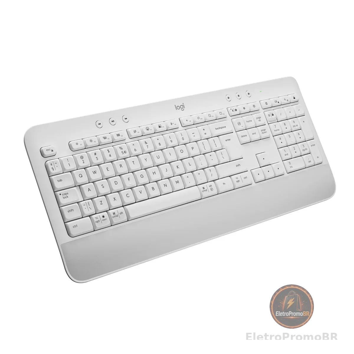 Teclado Sem Fio Logitech Signature K650 Com Apoio para as Mãos, Resistente a Derramamentos, Teclado Numérico, Conexão Bluetooth ou Receptor USB Logi Bolt e Layout US INTL- Branco