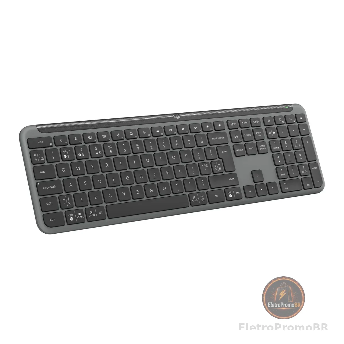 Teclado sem fio Logitech Signature Slim K950 Com Easy-Switch para até 3 dispositivos, Digitação Silenciosa, Conexão Bluetooth ou Receptor USB Logi Bolt Incluso e Layout US INTL - Grafite