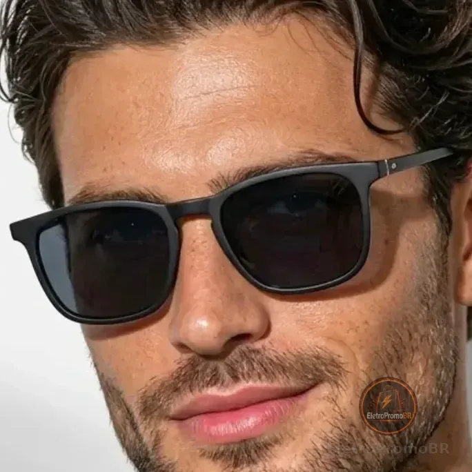 Oculos De Sol Masculino Quadrado Classico Premium Proteção Uv400 Luxo Moda Old Retro Vintage Preto Fosco Masculino Feminino Case Brinde