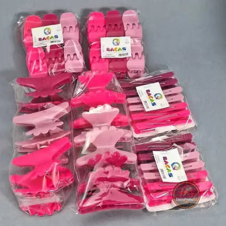 kit 60 acessórios de piranha bico de pato presilha salão tridente prendedor de cabelo