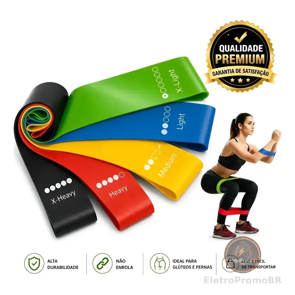 Kit 5 Faixa Elastica P/ Treino Extersor Super Band Academia