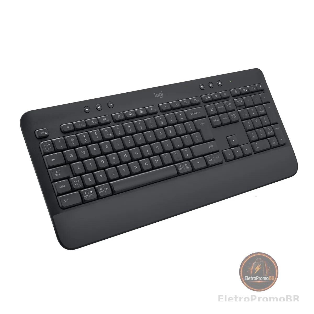 Teclado Sem Fio Logitech Signature K650 Com Apoio para as Mãos, Resistente a Derramamentos, Teclado Numérico, Conexão Bluetooth ou Receptor USB Logi Bolt e Layout US INTL- Grafite