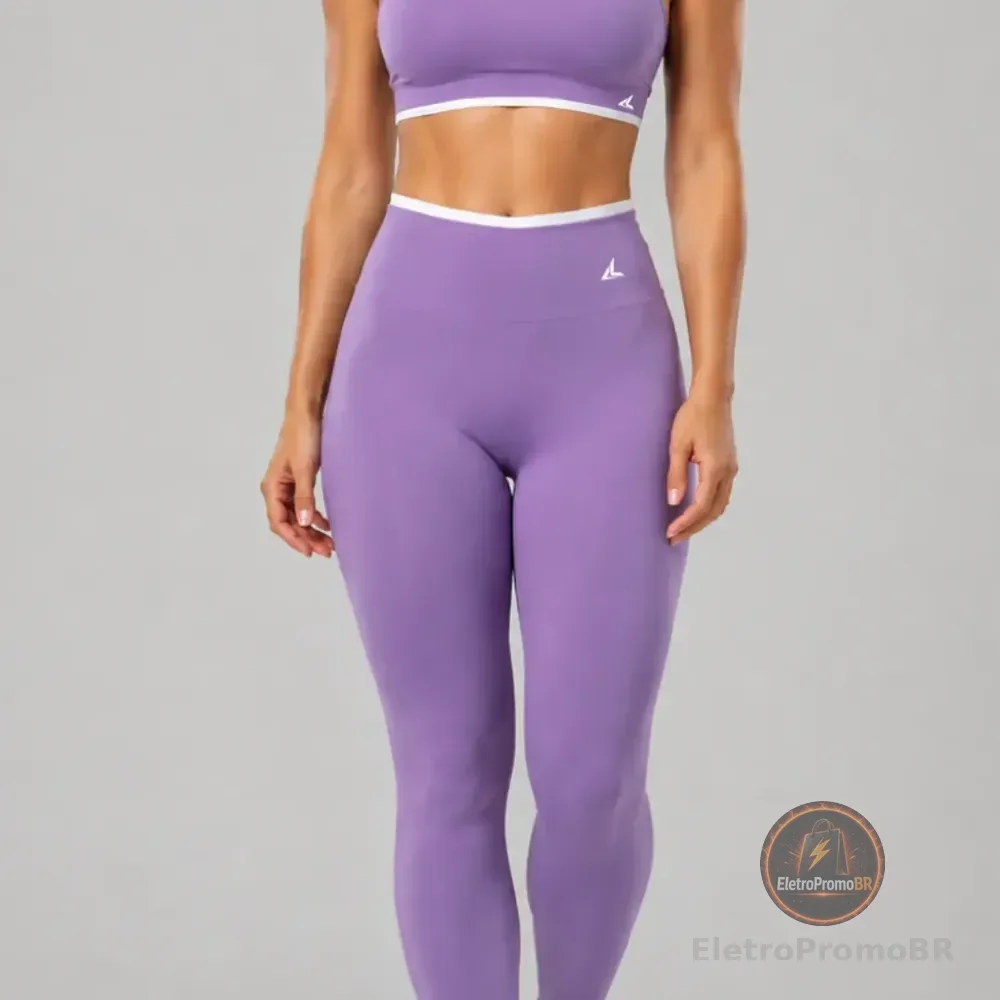Conjunto Academia Blackout Zero Transparência Legging E Top Lilás Liso M