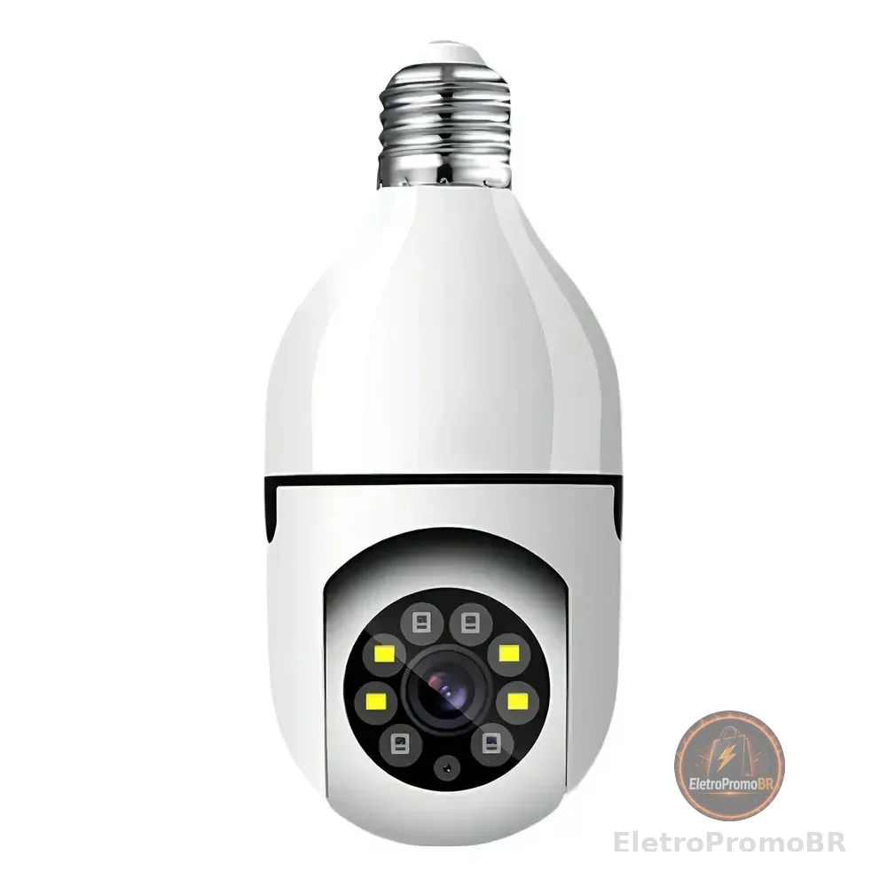Câmera De Segurança Lâmpada Techfun Wi-fi Ptz 1080p Com Visão Noturna E Áudio Duplo Branco
