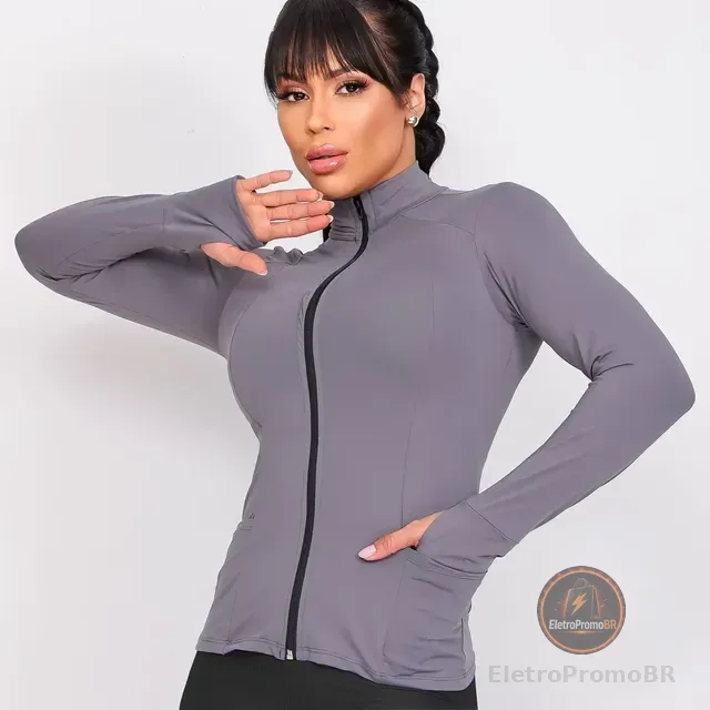 Camisa De Proteção Solar Uv 50 + Com Zíper E Passa Dedo