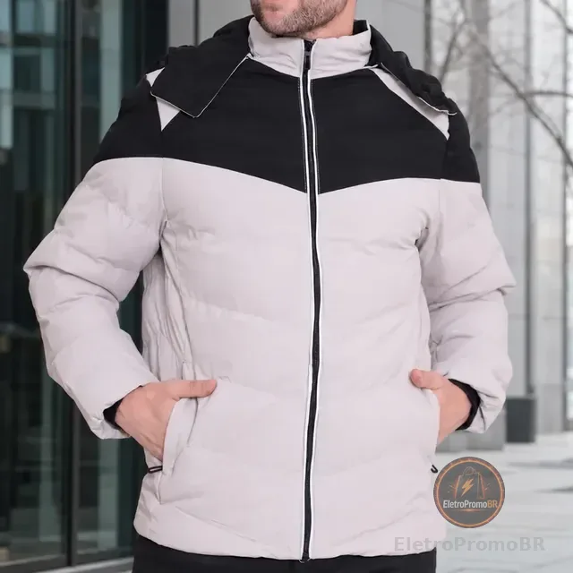 Jaqueta Bobojaco Com Capuz Bolso Zíper Casaco Frio Inverno