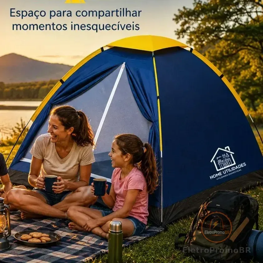 Barraca Camping Iglu Para 4 Pessoas Azul Leve Com Mosquiteiro Janela Estrutura Resistente Em Poliéster Fácil Montagem Ideal Para Camping Praia Trilhas Pesca E Lazer Ao Ar Livre