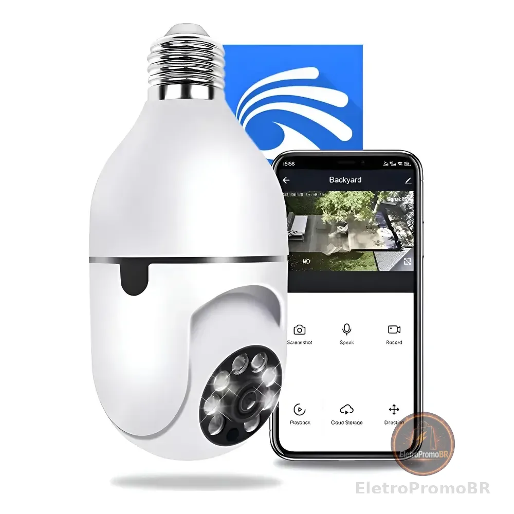 Câmera Lâmpada De Segurança Wifi Ip App Yoosee Visão Noturna Câmera Lâmpada De Segurança Wifi
