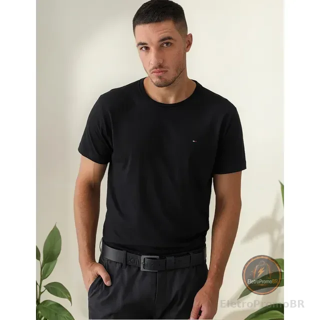 Camiseta Tommy Hilfiger Essential Cotton Preta - Original