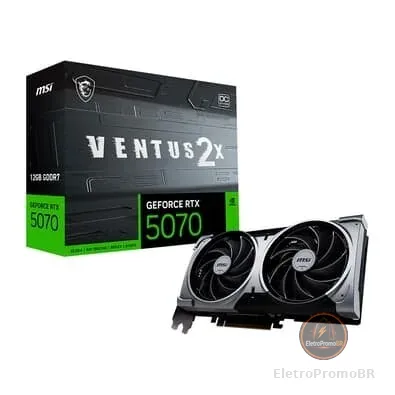 Placa de Vídeo MSI GeForce RTX 5070 12G VENTUS 2X OC,12 GB GDDR7, 28Gbps, NVIDIA GeForce RTX 5070- G5070-12V2C