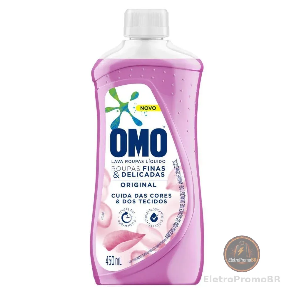 OMO Lava-Roupas Líquido Roupas Finas E Delicadas Original Frasco 450Ml Omo 450 Ml