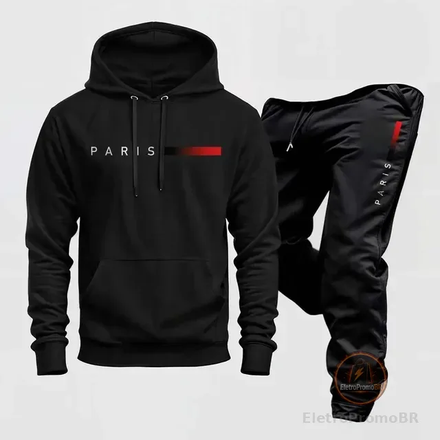 Conjunto Moletom Unissex Paris Blusa Frio Calça Confortavel