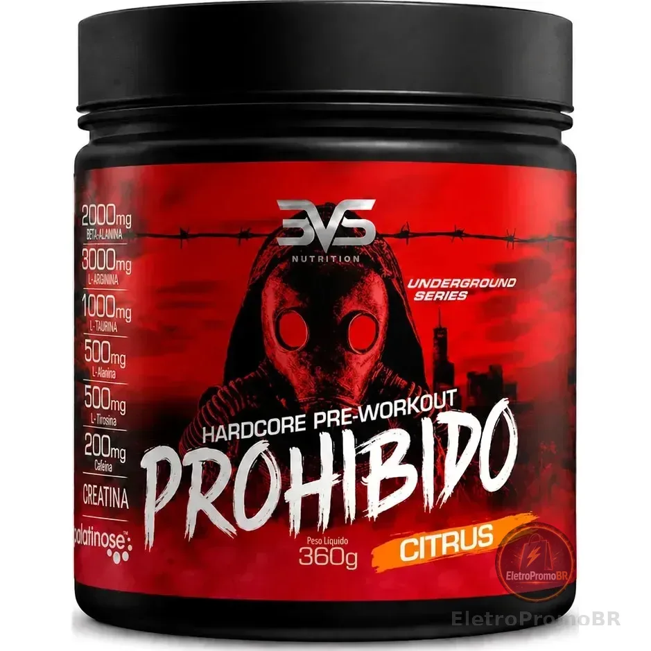 Prohibido Pré Treino 360g - Sabor: Citrus - A Combinação Perfeita De 8 Ingredientes Que Proporcionam Energia Do Início Ao Fim Do Seu Treino