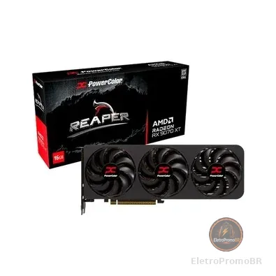 Placa de Vídeo PowerColor Reaper AMD Radeon RX 9070 XT 16GB GDDR6 - RX9070XT 16G-A