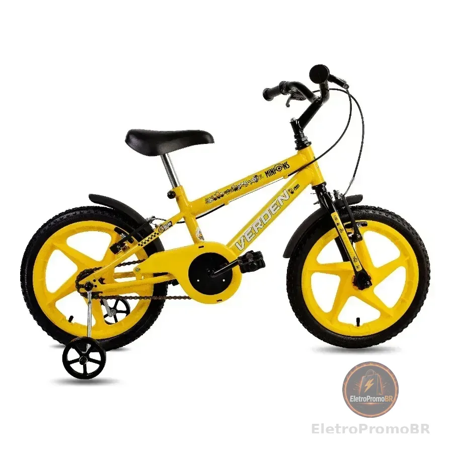 Bicicleta Infantil Menina E Menino Minions Aro 16 Amarelo Verden S