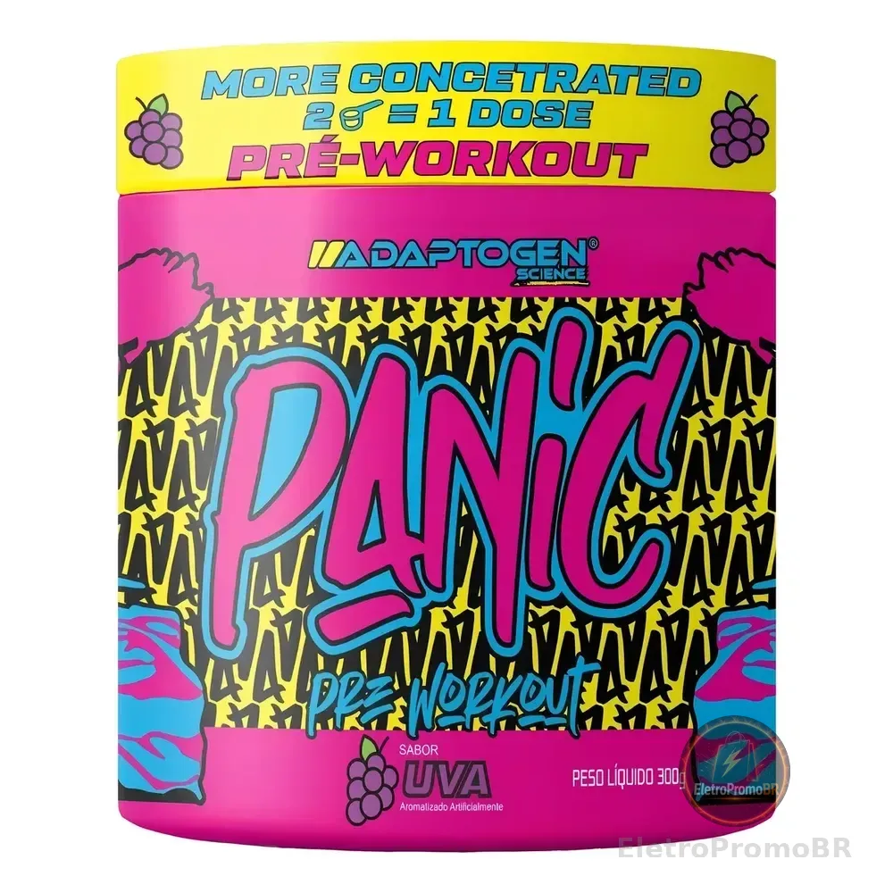 Suplemento Em Pó Adaptogen Science Panic Pré Treino Com Creatina Pote 300g Sabor Uva