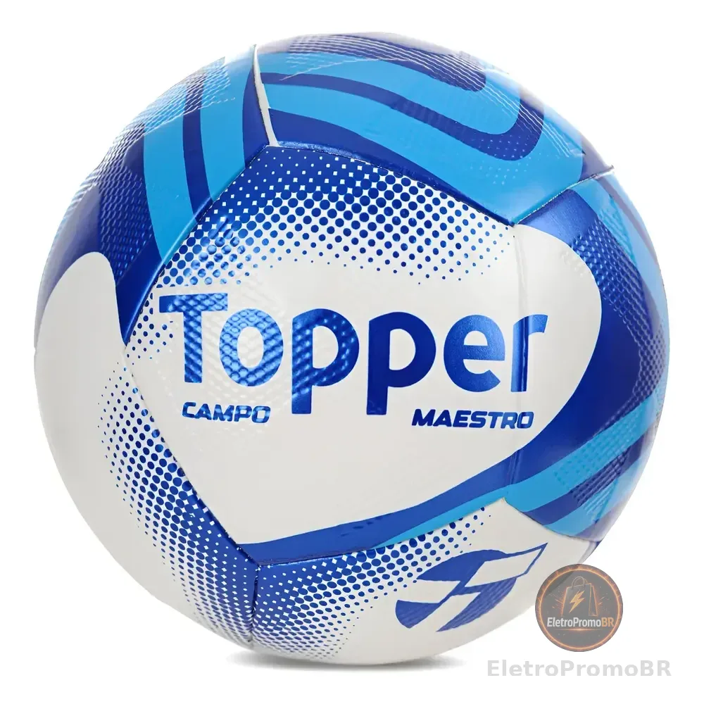 Bola Futebol Topper Campo Grama Natural Slick Maestro Azul