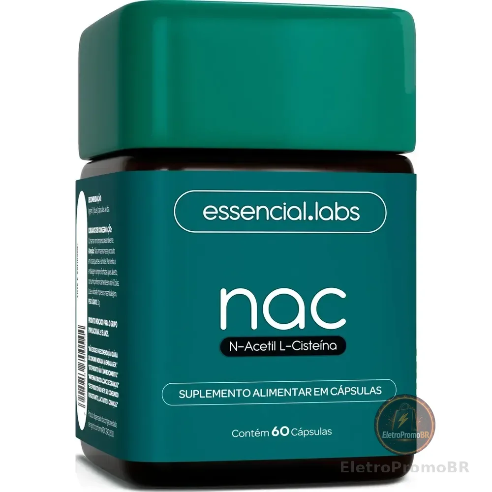Nac 600mg - Fórmula Exclusiva Com Máxima Concentração E Pureza - N-acetil L-cisteína - 60 Cápsulas Sem Sabor