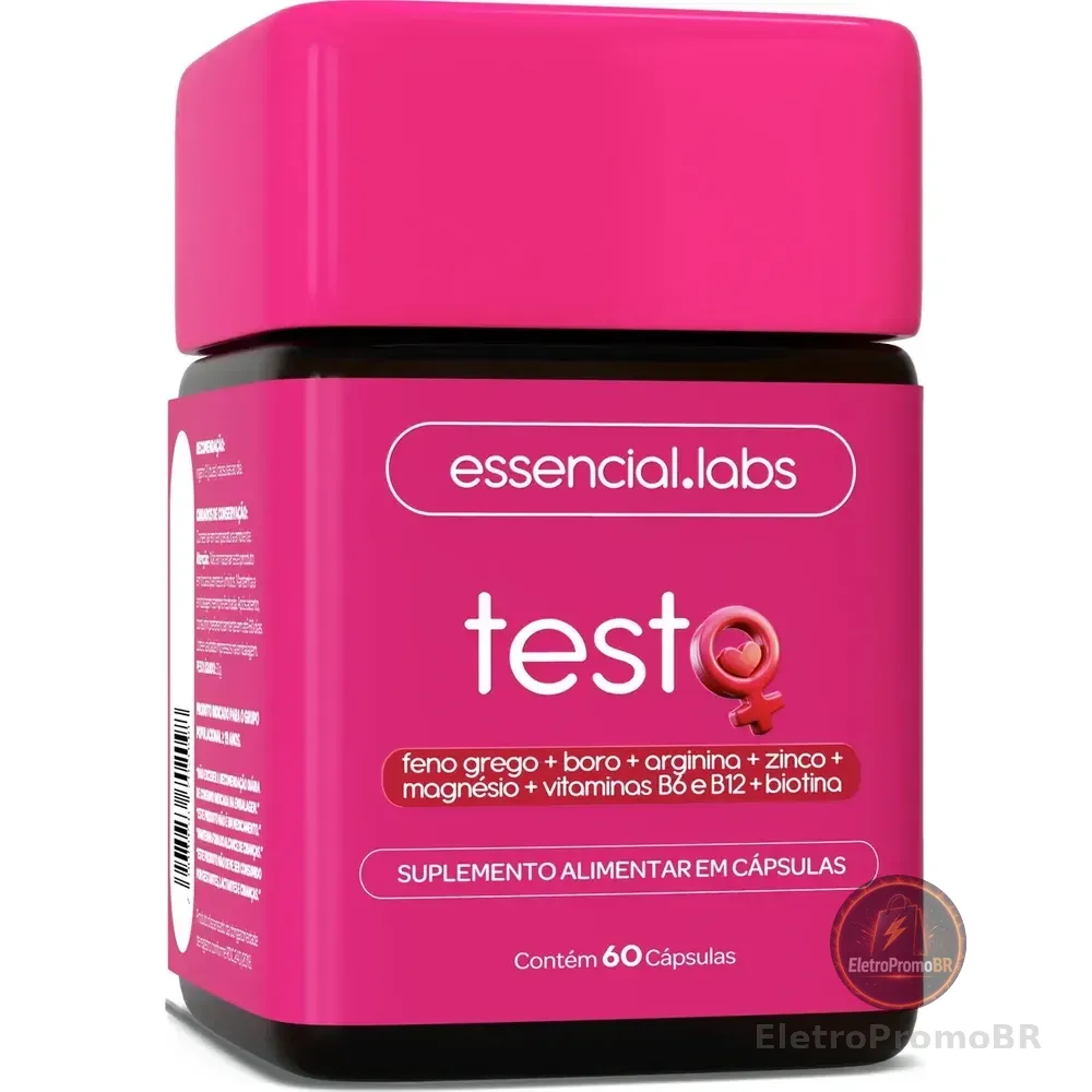 Testo Essencial Para Mulheres - Fórmula Exclusiva Com Feno Grego + Boro + Arginina + Zma + Biotina + Vitaminas B6 E B12 - 60 Cápsulas Sem Sabor