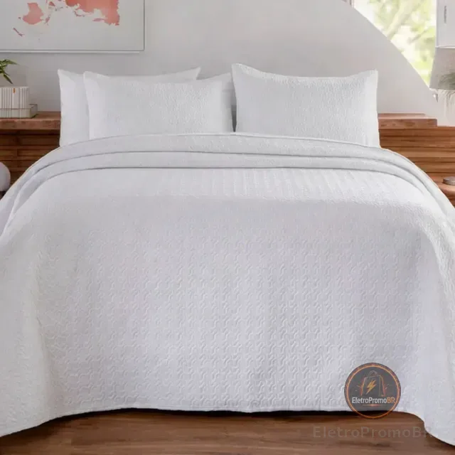 Colcha Cobre Leito Matelado Liso Casal 3 Peças