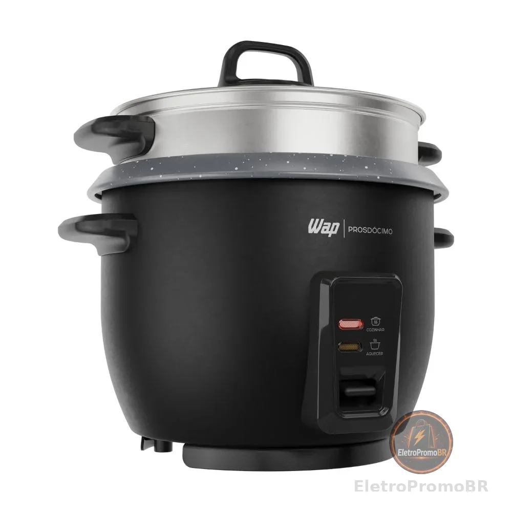 WAP Panela de Arroz Elétrica WRC1000 2 em 1, Suporte para Cozimento de Legumes à Vapor e Desligamento Automático 220V