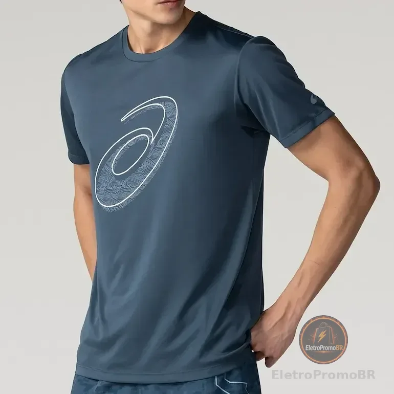 Camiseta Asics Ls Mp Estampada - Masculino Azul Gg