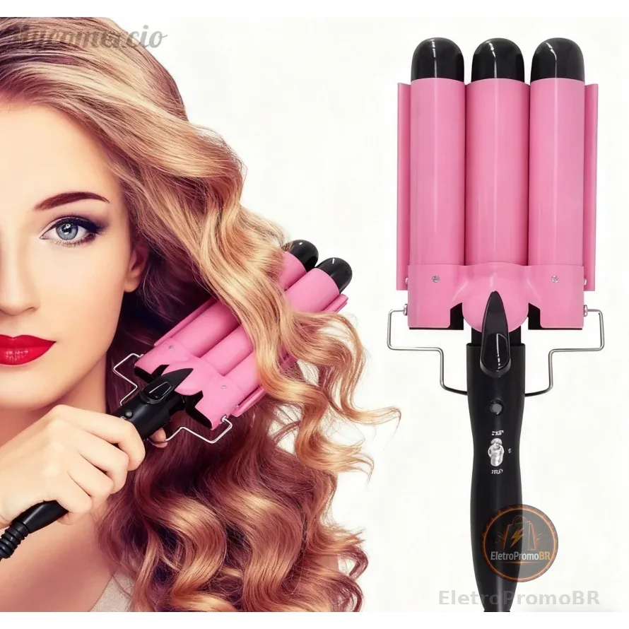Triondas Ondulador Formador Triplo 22mm Modelador de Cachos Onda Cabelo Cerâmica Para Longo E Curto 200°C