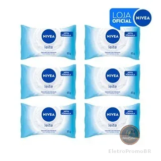 KIT NIVEA Sabonete Em Barra Hidratante Leite 85g - 6 Unidades