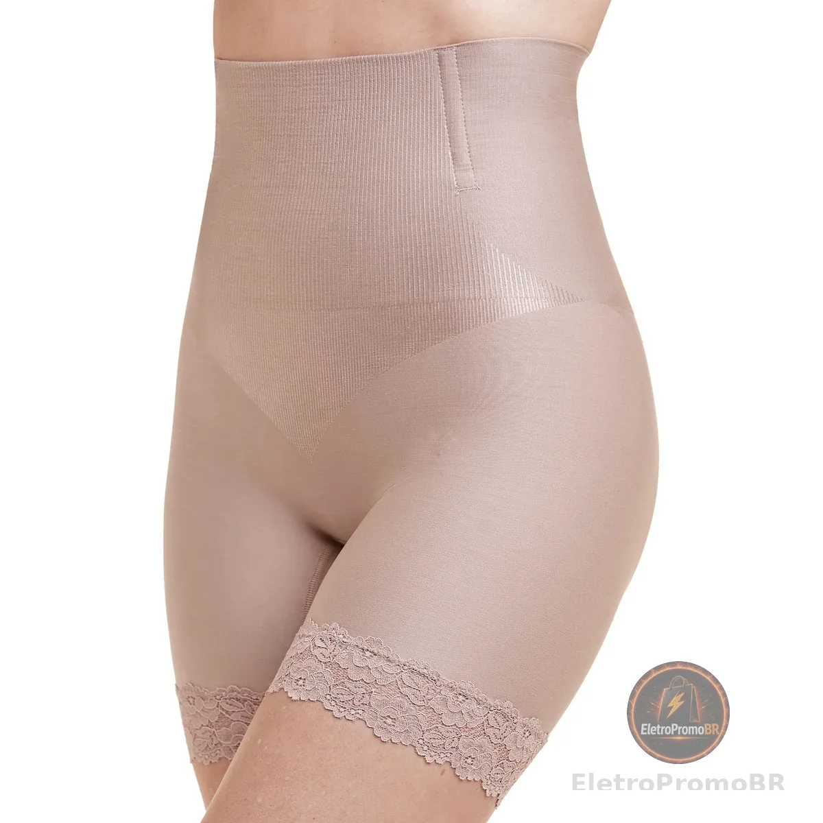 Shorts Modelador Abdominal com Renda – Efeito Up no Bumbum, Tecido Duplo e Barbatanas para Estabilidade – Alta Compressão com Conforto e Tecido Respirável – Plié