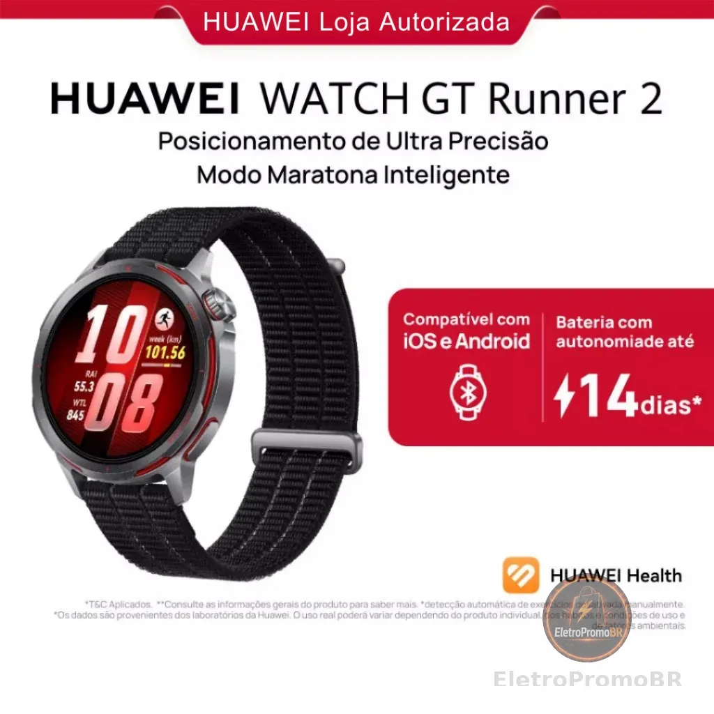 HUAWEI WATCH GT Runner 2 , Smartwatch Relogio, Modo Maratona Inteligente, ECG, GPS