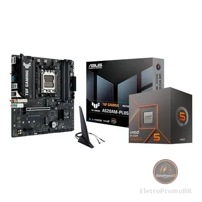 Processador AMD Ryzen 5 8500G + Placa Mãe ASUS TUF GAMING A620AM-PLUS WIFI