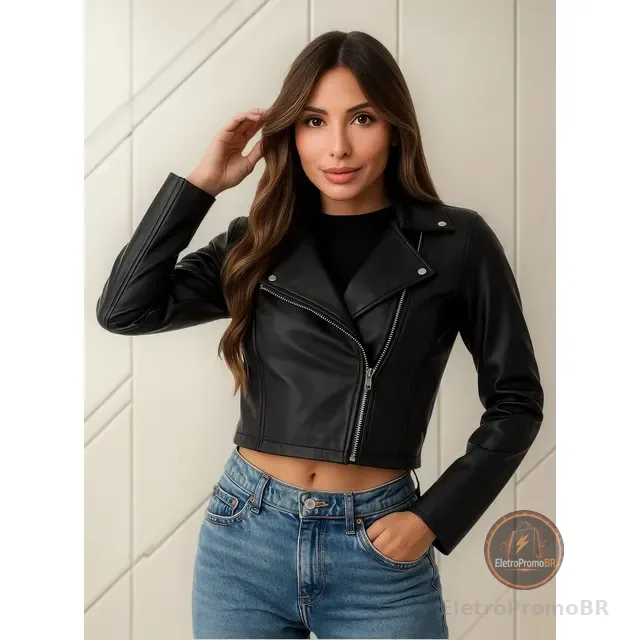 Jaqueta Feminina Courinho Com Zíper Gola Polo