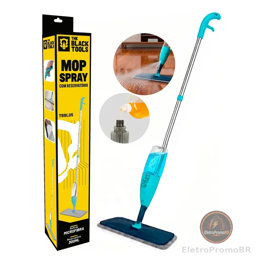 Mop Spray Com Dispenser Reservatorio Esfregao Resistente  Azul