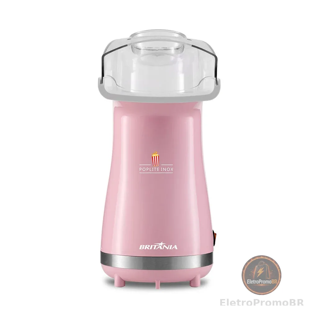 Pipoqueira Rosa Britânia Poplite Inox Sem Óleo BPI01RS