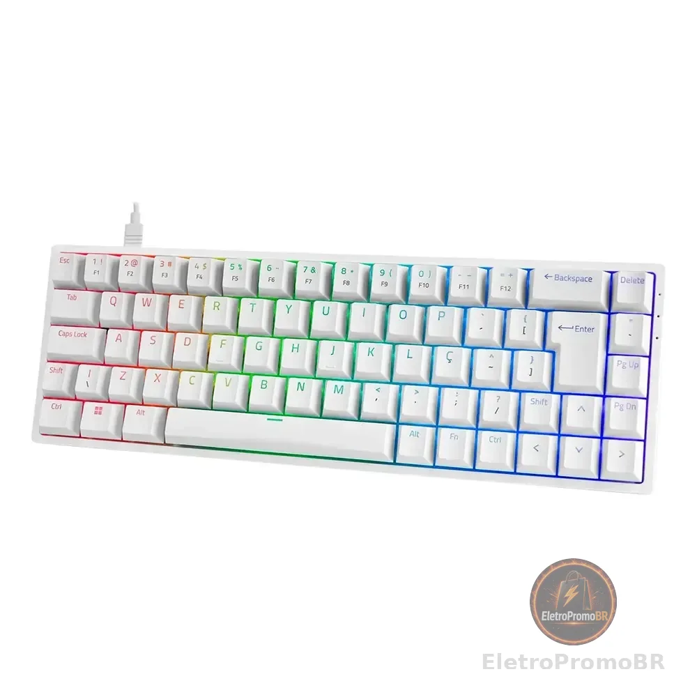 Teclado Mecanico Akko 3068S Branco Switch Laranja