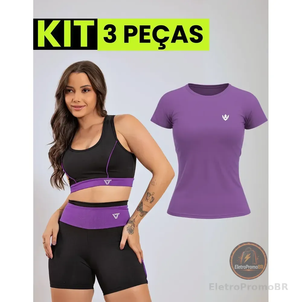Kit Conjunto Fitness Feminino + Camiseta Dri Fit (5 cores)
